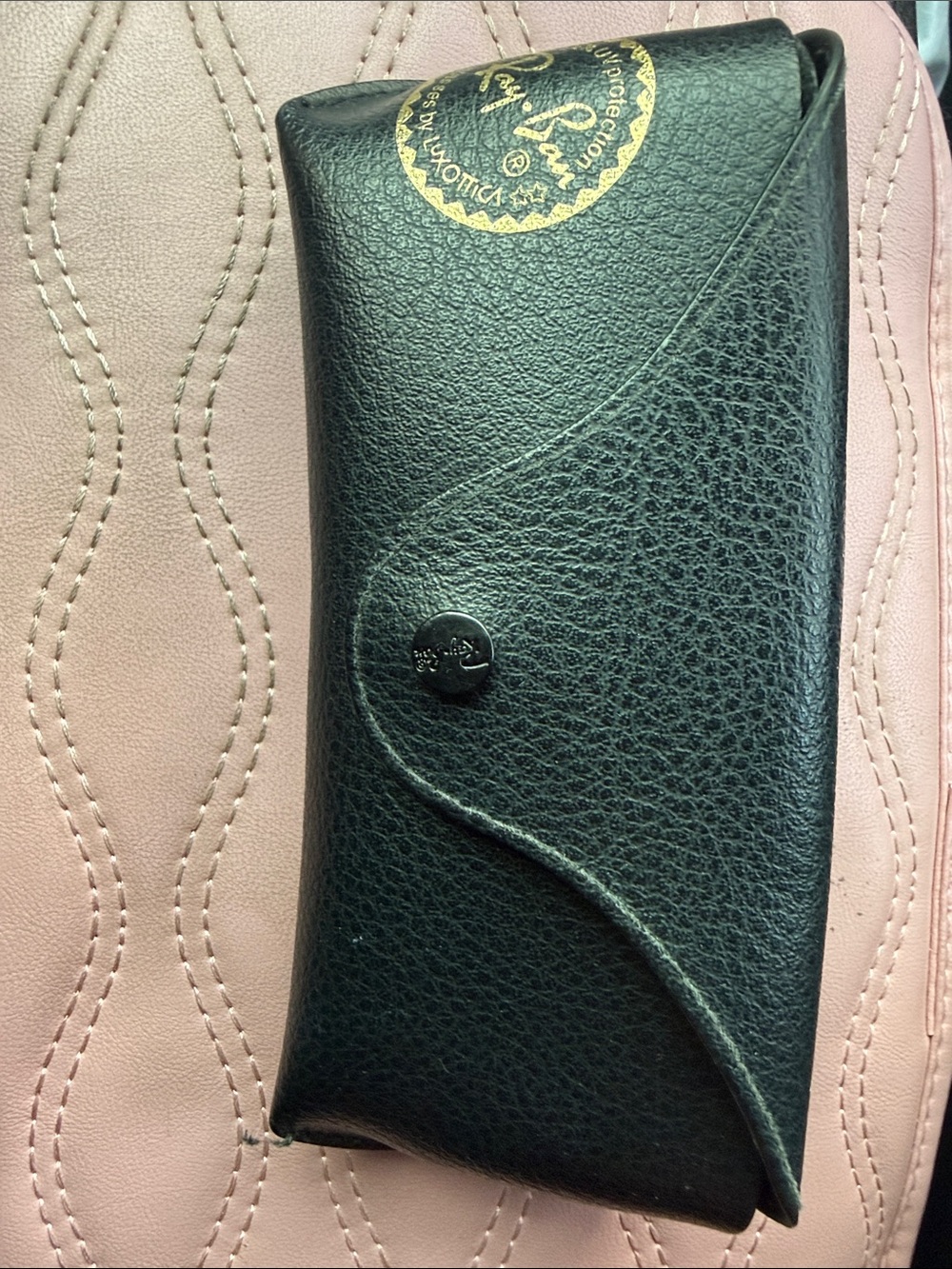 Ray-Ban Black Pebbled Sunglasses Case with Gold Logo